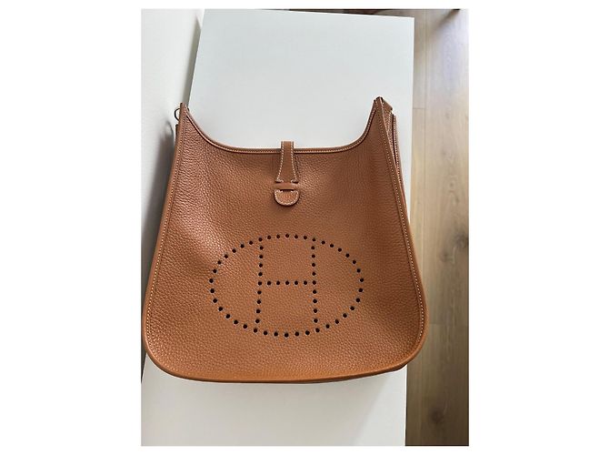 Borsa a tracolla Hermès Evelyne III Taurillon Clemence Gold Cammello - vista 5
