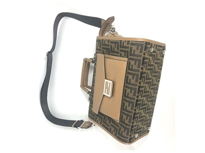 Borsa Fendi Zucca Soft Trunk Marrone Beige - vista 8