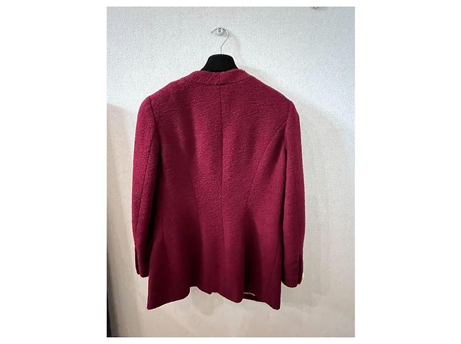 Chanel Giacca in tweed bordeaux e oro Rosso - vista 3