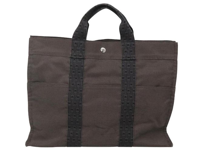 Hermès HERMES Handtasche Her Line MM aus grauem Canvas Auth kk463 Braun - Ansicht 13