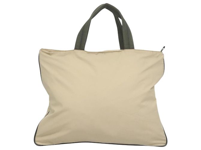 Tote PRADA Borsa sportiva in nylon beige argento Auth ti2991 - vista 2