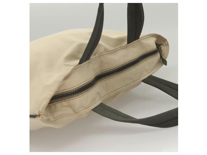 Tote PRADA Borsa sportiva in nylon beige argento Auth ti2991 - vista 6