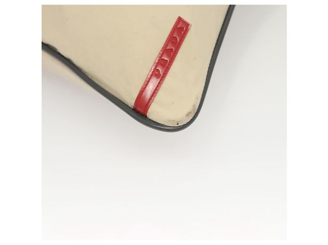 Tote PRADA Borsa sportiva in nylon beige argento Auth ti2991 - vista 8