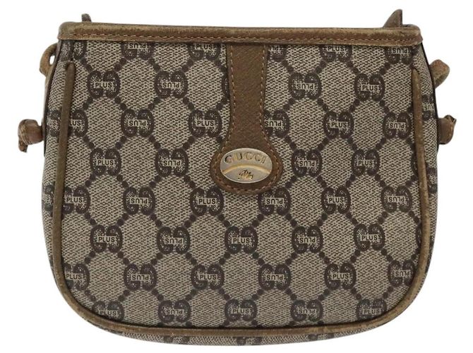 Borsa a spalla GUCCI GG Plus Supreme in pelle PVC beige oro Auth th5907 D'oro - vista 13