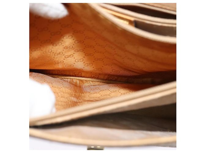 Borsa a mano GUCCI in tela 2 vie beige oro 000 46 0274 Auth th5937 - vista 11