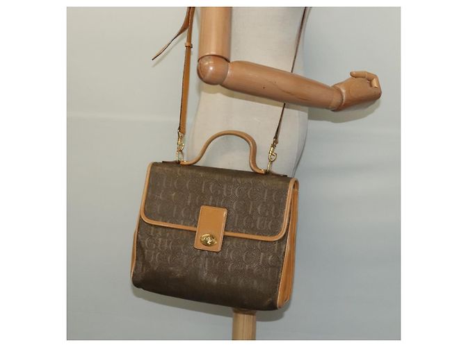 Borsa a mano GUCCI in tela 2 vie beige oro 000 46 0274 Auth th5937 - vista 24