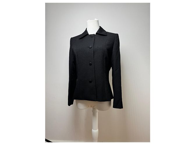 Vintage Givenchy Wolltrenchcoat schwarz - Ansicht 13