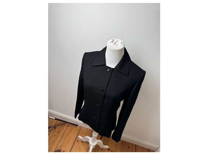 Vintage Givenchy Wolltrenchcoat schwarz - Ansicht 4