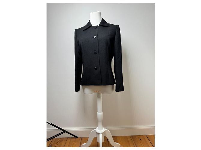 Vintage Givenchy Wolltrenchcoat schwarz - Ansicht 8