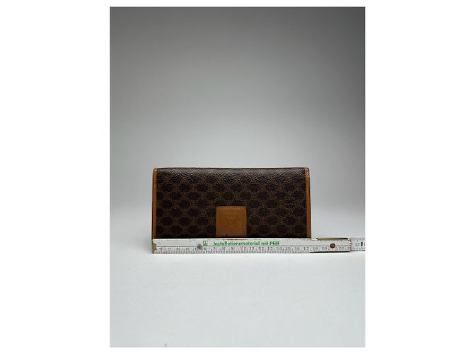 Triomphe Céline Vintage Celine Paris Leather monogram Wallet Brown - view 12