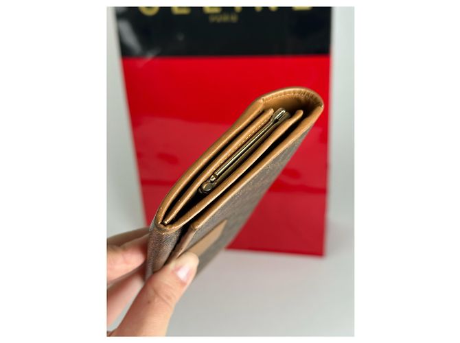 Triomphe Céline Vintage Celine Paris Leather monogram Wallet Brown - view 3
