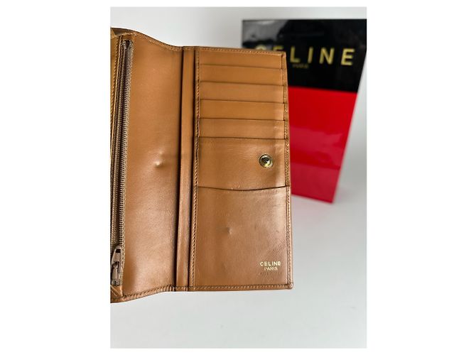 Triomphe Céline Vintage Celine Paris Leather monogram Wallet Brown - view 5