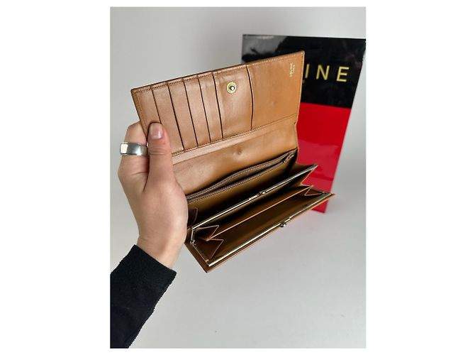 Triomphe Céline Vintage Celine Paris Leather monogram Wallet Brown - view 7