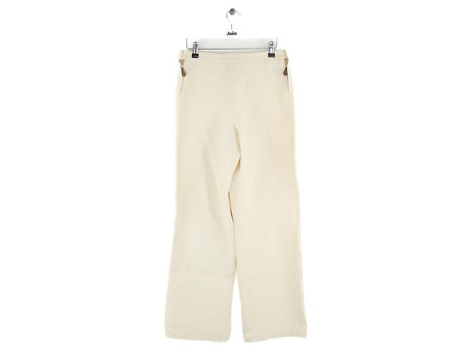 Hermès Ecru Weite Leinenhose Roh - Ansicht 3