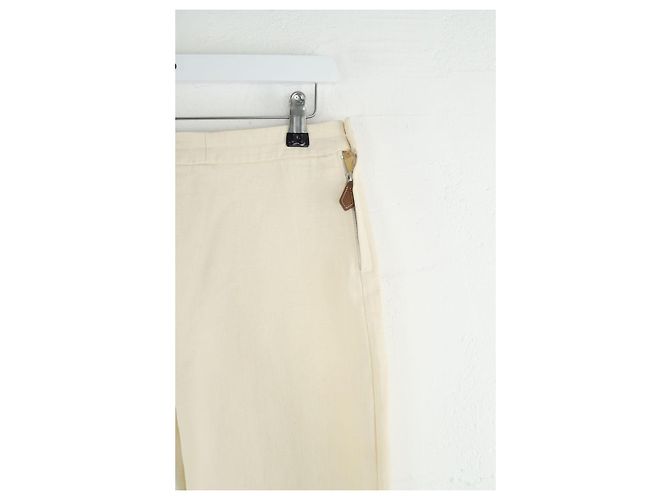 Hermès Ecru Weite Leinenhose Roh - Ansicht 4