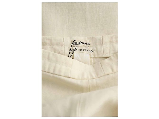 Hermès Ecru Weite Leinenhose Roh - Ansicht 5