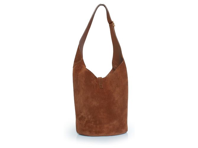 Saint Laurent, Le 5 A 7 hobo in suede color cognac Marrone - vista 2