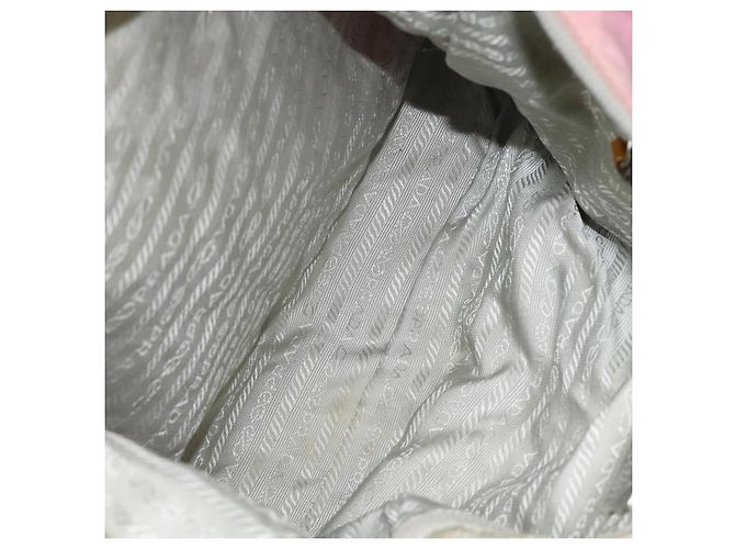 Borsa a spalla PRADA in nylon rosa argento autentica fm4561 - vista 11