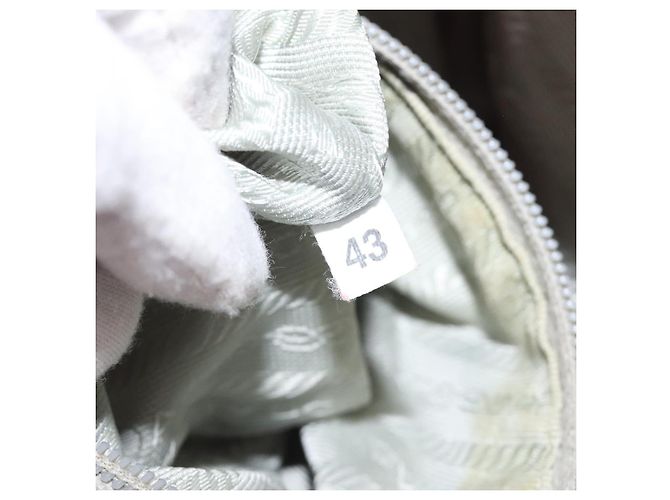 Borsa a spalla PRADA in nylon rosa argento autentica fm4561 - vista 12
