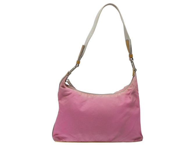 Borsa a spalla PRADA in nylon rosa argento autentica fm4561 - vista 13