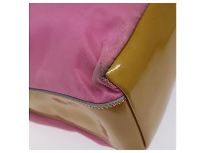 Borsa a spalla PRADA in nylon rosa argento autentica fm4561 - vista 17