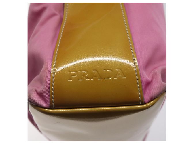 Borsa a spalla PRADA in nylon rosa argento autentica fm4561 - vista 18