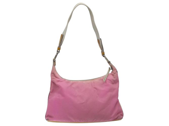 Borsa a spalla PRADA in nylon rosa argento autentica fm4561 - vista 2