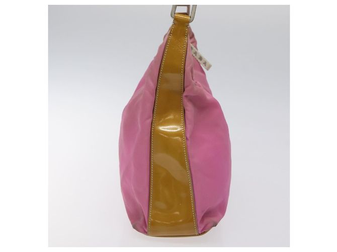 Borsa a spalla PRADA in nylon rosa argento autentica fm4561 - vista 3
