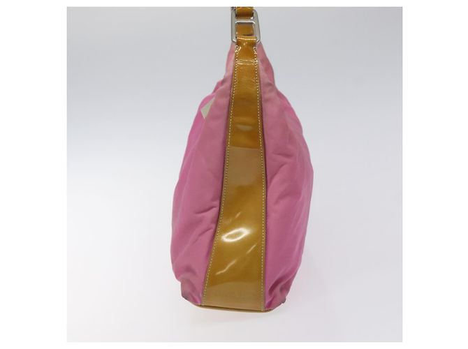Borsa a spalla PRADA in nylon rosa argento autentica fm4561 - vista 4