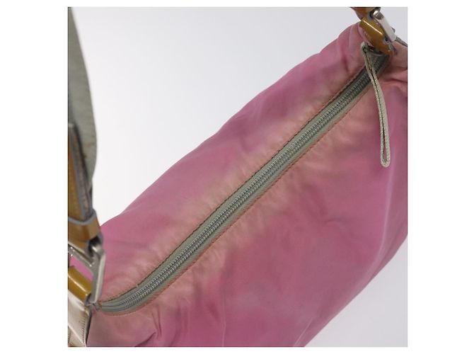 Borsa a spalla PRADA in nylon rosa argento autentica fm4561 - vista 6