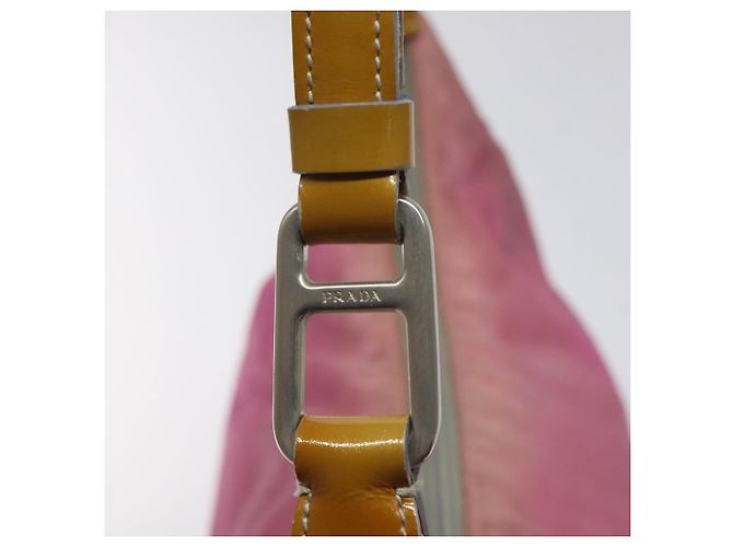 Borsa a spalla PRADA in nylon rosa argento autentica fm4561 - vista 9