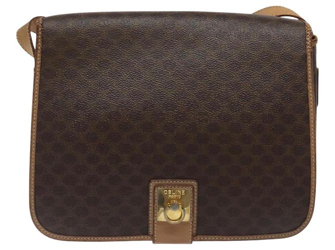 Céline Borsa a spalla in tela Macadam CELINE in pelle PVC marrone oro Auth 119211 D'oro - vista 13