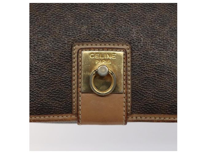Céline Borsa a spalla in tela Macadam CELINE in pelle PVC marrone oro Auth 119211 D'oro - vista 18