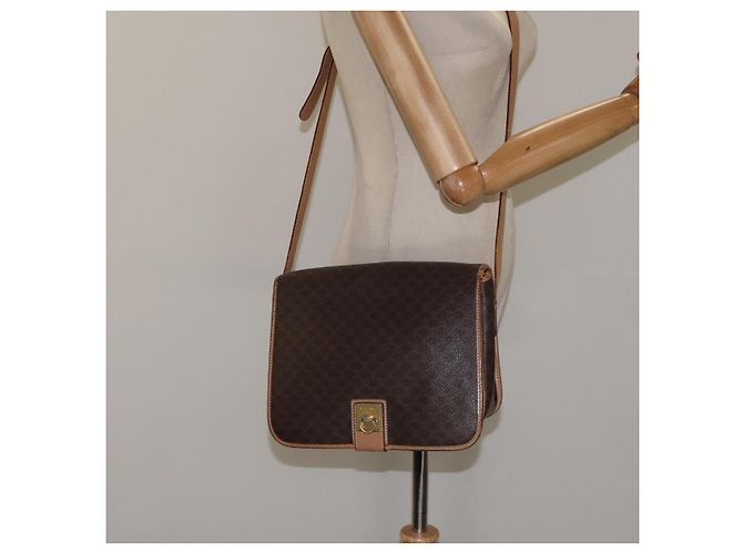 Céline Borsa a spalla in tela Macadam CELINE in pelle PVC marrone oro Auth 119211 D'oro - vista 24