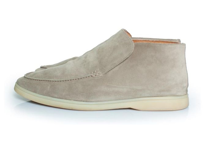 Autre Marque Aurelien, mocassini da città in suede grigio beige classico - vista 2