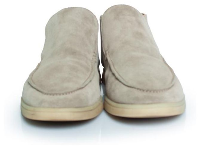 Autre Marque Aurelien, mocassini da città in suede grigio beige classico - vista 3