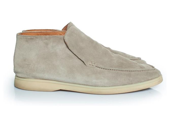 Autre Marque Aurelien, mocassini da città in suede grigio beige classico - vista 4