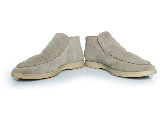 Autre Marque Aurelien, mocassini da città in suede grigio beige classico - vista 6