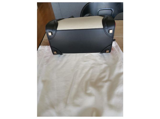 Borsa a mano Céline Grand Luggage in pelle nera e tessuto Nero Multicolore - vista 3