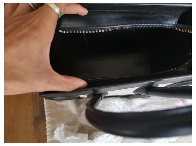 Borsa a mano Céline Grand Luggage in pelle nera e tessuto Nero Multicolore - vista 6
