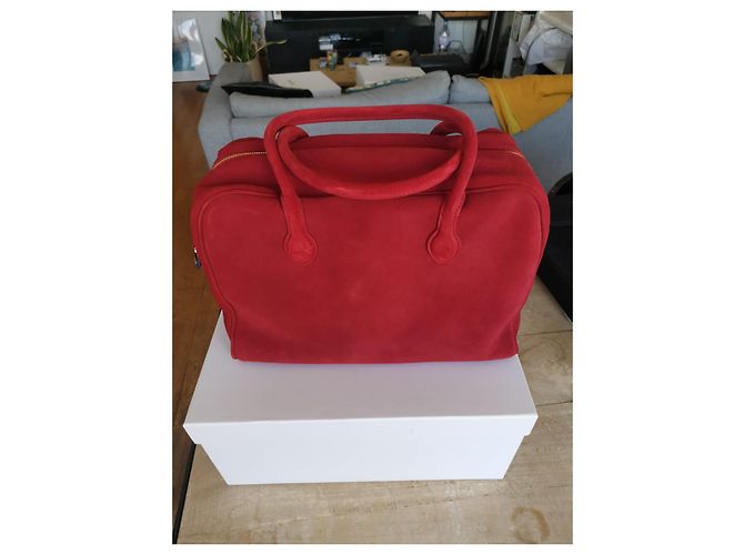 Borsa Balmain x Aurélie Bidermann in vitello scamosciato rosso - vista 2