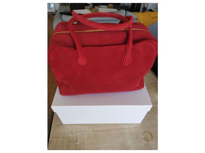 Borsa Balmain x Aurélie Bidermann in vitello scamosciato rosso - vista 3
