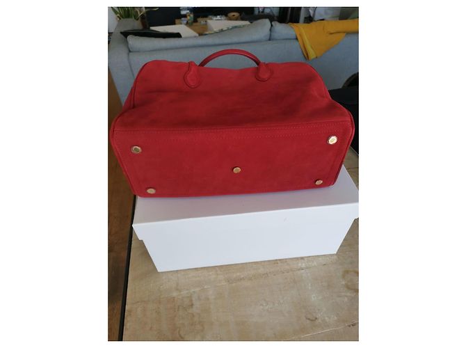 Borsa Balmain x Aurélie Bidermann in vitello scamosciato rosso - vista 4