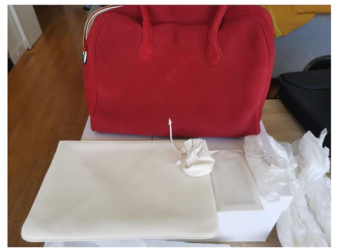 Borsa Balmain x Aurélie Bidermann in vitello scamosciato rosso - vista 9