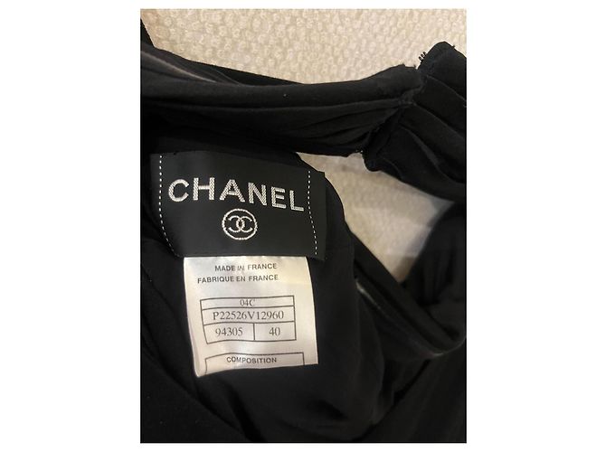 Abito da sera Chanel in jersey di seta nera Nero - vista 3