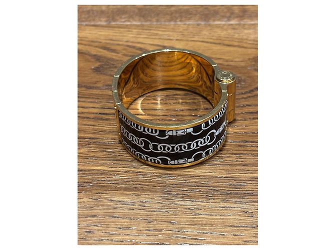 Hermès Bracelete GM Hermes Charnier Preto Dourado - vista 11