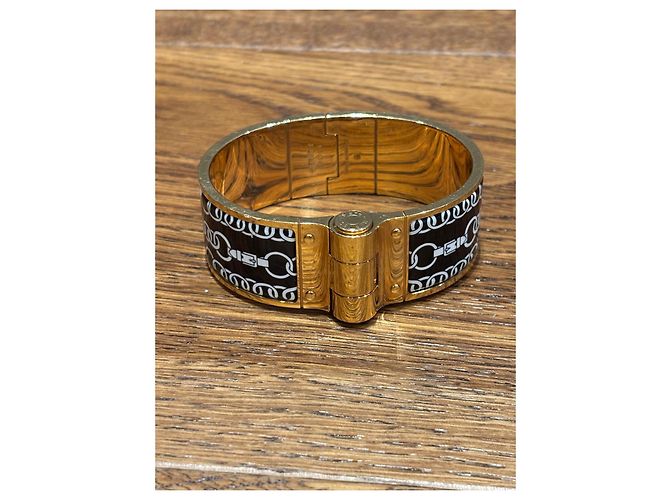 Hermès Bracelete GM Hermes Charnier Preto Dourado - vista 2