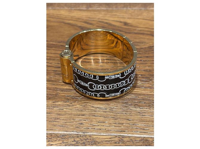 Hermès Bracelete GM Hermes Charnier Preto Dourado - vista 3