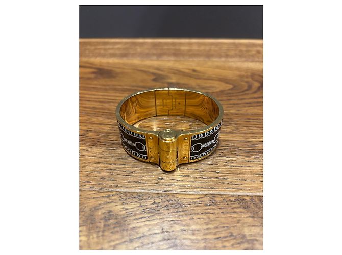 Hermès Bracelete GM Hermes Charnier Preto Dourado - vista 6