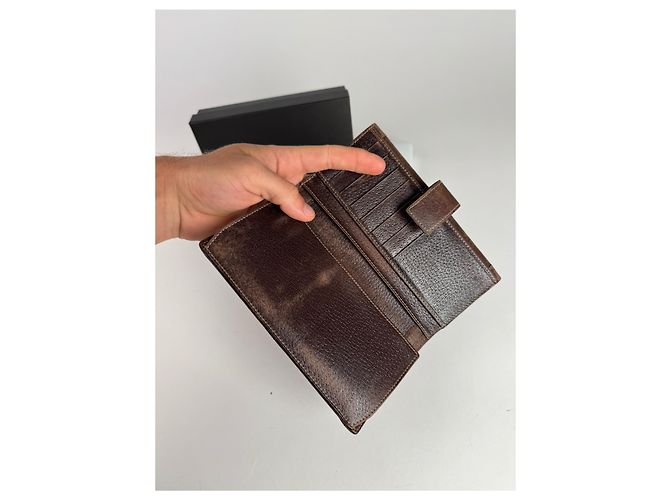 Vintage Gucci Suede leather monogram wallet Brown - view 11